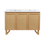 Swiss Madison SM-BV811D Arles 48 in. Natural Oak, Double Sink Bathroom Vanity With White Ceramic Sink Top