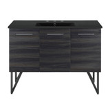 Swiss Madison SM-BV224-3MB Annecy 48" Black Walnut Bathroom Vanity With Black, 3-Hole Ceramic Sink Top