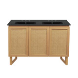 Swiss Madison SM-BV811D-3MB Arles 48 in. Natural Oak, Double Sink Bathroom Vanity With Black, 3-Hole Ceramic Sink Top