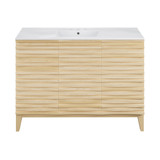 Swiss Madison SM-BV557-3 Cascade 48 in. Natural Oak Bathroom Vanity With White, 3-Hole Ceramic Sink Top
