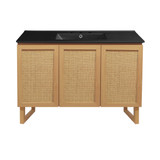 Swiss Madison SM-BV811-3MB Arles 48 in. Natural Oak Bathroom Vanity With Black, 3-Hole Ceramic Sink Top