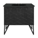 Swiss Madison SM-BV261B-3MB Annecy 36 in. Phantom Black Bathroom Vanity With Black, 3-Hole Ceramic Sink Top
