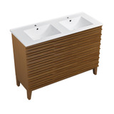 Swiss Madison SM-BV557WND Cascade 48" Brown Oak, Double Sink Bathroom Vanity With White Ceramic Sink Top