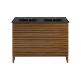 Swiss Madison SM-BV557WND-3MB Cascade 48" Brown Oak, Double Sink Bathroom Vanity With Black, 3-Hole Ceramic Sink Top