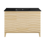 Swiss Madison SM-BV557MB Cascade 48 in. Natural Oak Bathroom Vanity With Black Ceramic Sink Top