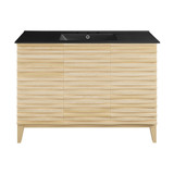 Swiss Madison SM-BV557-3MB Cascade 48 in. Natural Oak Bathroom Vanity With Black, 3-Hole Ceramic Sink Top