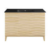 Swiss Madison SM-BV557-3MB Cascade 48 in. Natural Oak Bathroom Vanity With Black, 3-Hole Ceramic Sink Top