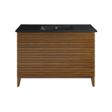 Swiss Madison SM-BV557WN-3MB Cascade 48 in. Brown Oak Bathroom Vanity With Black, 3-Hole Ceramic Sink Top