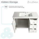 Swiss Madison SM-BV414-3 Cannes 48" White Bathroom Vanity With White, 3-Hole Ceramic Sink Top