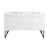 Swiss Madison SM-BV216D-3 Annecy 60" White, Double Sink Bathroom Vanity With White, 3-Hole Artificial Stone Sink Top