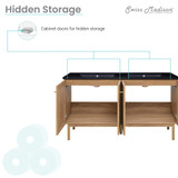 Swiss Madison SM-BV666D-3MB Classe 60 in. Brown Oak, Double Sink Bathroom Vanity With Black, 3-Hole Artificial Stone Sink Top