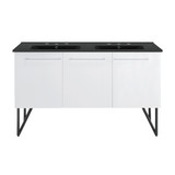 Swiss Madison SM-BV216D-3MB Annecy 60 in. White, Double Sink Bathroom Vanity With Black, 3-Hole Artificial Stone Sink Top