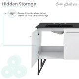 Swiss Madison SM-BV216D-3MB Annecy 60" White, Double Sink Bathroom Vanity With Black, 3-Hole Artificial Stone Sink Top