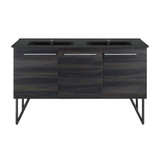 Swiss Madison SM-BV226DMB Annecy 60" Black Walnut, Double Sink Bathroom Vanity With Black Artificial Stone Sink Top