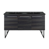 Swiss Madison SM-BV226D-3MB Annecy 60" Black Walnut, Double Sink Bathroom Vanity With Black, 3-Hole Artificial Stone Sink Top