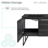 Swiss Madison SM-BV226D-3MB Annecy 60 in. Black Walnut, Double Sink Bathroom Vanity With Black, 3-Hole Artificial Stone Sink Top