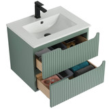 Fine Fixtures Citiscape Wall Hung Vanity Cabinet With Sink 24" Wide, Mint Green- CT24MG