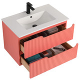 Fine Fixtures Citiscape 30 Inch Wall Hung Vanity Cabinet With Sink - Coral Pink - CT30CP