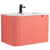 Fine Fixtures Caskvalley 30 Inch Wall Hung Vanity Cabinet With Sink - Coral Pink - CV30CP