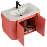 Fine Fixtures Caskvalley 30 Inch Wall Hung Vanity Cabinet With Sink - Coral Pink - CV30CP