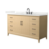 Wyndham Janna 60 Inch Single Bathroom Vanity in White Oak, Giotto Quartz Countertop, Undermount Square Sink (3-Hole), Matte Black Trim - WCH757560SHBGTUS3MXX Wyndham Janna 60 Inch Single Bathroom Vanity in White Oak, Giotto Quartz Countertop, Undermount Square Sink (3-Hole), Matte Black Trim - WCH757560SHBGTUS3MXX