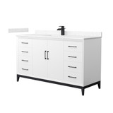 Wyndham Amici 60 Inch Single Bathroom Vanity in White, Carrara Cultured Marble Countertop, Undermount Square Sink, Matte Black Trim - WCH818160SWBC2UNSMXX