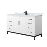 Wyndham Amici 60 Inch Single Bathroom Vanity in White, White Carrara Marble Countertop, Undermount Square Sink, Matte Black Trim - WCH818160SWBCMUNSMXX