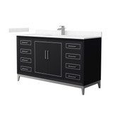 Wyndham Marlena 60 Inch Single Bathroom Vanity in Black, Carrara Cultured Marble Countertop, Undermount Square Sink, Brushed Nickel Trim - WCH515160SBKC2UNSMXX Wyndham Marlena 60 Inch Single Bathroom Vanity in Black, Carrara Cultured Marble Countertop, Undermount Square Sink, Brushed Nickel Trim - WCH515160SBKC2UNSMXX