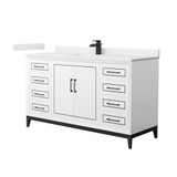 Wyndham Marlena 60 Inch Single Bathroom Vanity in White, White Cultured Marble Countertop, Undermount Square Sink, Matte Black Trim - WCH515160SWBWCUNSMXX Wyndham Marlena 60 Inch Single Bathroom Vanity in White, White Cultured Marble Countertop, Undermount Square Sink, Matte Black Trim - WCH515160SWBWCUNSMXX