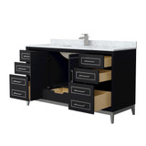 Wyndham Marlena 60 Inch Single Bathroom Vanity in Black, White Carrara Marble Countertop, Undermount Square Sink, Brushed Nickel Trim - WCH515160SBKCMUNSMXX Wyndham Marlena 60 Inch Single Bathroom Vanity in Black, White Carrara Marble Countertop, Undermount Square Sink, Brushed Nickel Trim - WCH515160SBKCMUNSMXX