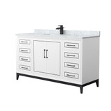 Wyndham Marlena 60 Inch Single Bathroom Vanity in White, White Carrara Marble Countertop, Undermount Square Sink, Matte Black Trim - WCH515160SWBCMUNSMXX Wyndham Marlena 60 Inch Single Bathroom Vanity in White, White Carrara Marble Countertop, Undermount Square Sink, Matte Black Trim - WCH515160SWBCMUNSMXX