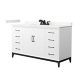 Wyndham Amici 60 Inch Single Bathroom Vanity in White, Giotto Quartz Countertop, Undermount Square Sink (3-Hole), Matte Black Trim - WCH818160SWBGTUS3MXX