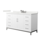 Wyndham Amici 60 Inch Single Bathroom Vanity in White, White Quartz Countertop, Undermount Square Sink (3-Hole), Brushed Nickel Trim - WCH818160SWHWQUS3MXX Wyndham Amici 60 Inch Single Bathroom Vanity in White, White Quartz Countertop, Undermount Square Sink (3-Hole), Brushed Nickel Trim - WCH818160SWHWQUS3MXX