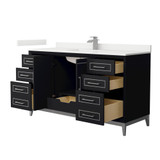 Wyndham Marlena 60 Inch Single Bathroom Vanity in Black, White Quartz Countertop, Undermount Square Sink (1-Hole), Brushed Nickel Trim - WCH515160SBKWQUNSMXX Wyndham Marlena 60 Inch Single Bathroom Vanity in Black, White Quartz Countertop, Undermount Square Sink (1-Hole), Brushed Nickel Trim - WCH515160SBKWQUNSMXX