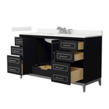 Wyndham Marlena 60 Inch Single Bathroom Vanity in Black, White Quartz Countertop, Undermount Square Sink (3-Hole), Brushed Nickel Trim - WCH515160SBKWQUS3MXX Wyndham Marlena 60 Inch Single Bathroom Vanity in Black, White Quartz Countertop, Undermount Square Sink (3-Hole), Brushed Nickel Trim - WCH515160SBKWQUS3MXX