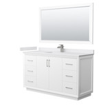 Wyndham Strada 60 Inch Single Bathroom Vanity in White, White Cultured Marble Countertop, Undermount Square Sink, Brushed Nickel Trim, 58 Inch Mirror - WCF414160SWHWCUNSM58 Wyndham Strada 60 Inch Single Bathroom Vanity in White, White Cultured Marble Countertop, Undermount Square Sink, Brushed Nickel Trim, 58 Inch Mirror - WCF414160SWHWCUNSM58
