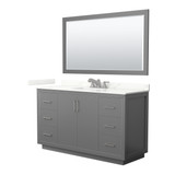 Wyndham Icon 60 Inch Single Bathroom Vanity in Dark Gray, Giotto Quartz Countertop, Undermount Square Sink (3-Hole), Brushed Nickel Trim, 58 Inch Mirror - WCF111160SKGGTUS3M58