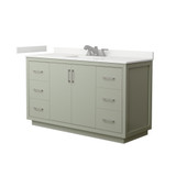 Wyndham Icon 60 Inch Single Bathroom Vanity in Light Green, White Quartz Countertop, Undermount Square Sink (3-Hole), Brushed Nickel Trim - WCF111160SLGWQUS3MXX