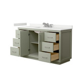Wyndham Icon 60 Inch Single Bathroom Vanity in Light Green, White Quartz Countertop, Undermount Square Sink (3-Hole), Brushed Nickel Trim - WCF111160SLGWQUS3MXX