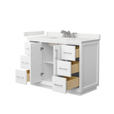 Wyndham Strada 48 Inch Single Bathroom Vanity in White, White Quartz Countertop, Undermount Square Sink (3-Hole), Brushed Nickel Trim - WCF414148SWHWQUS3MXX