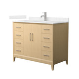 Wyndham Janna 42 Inch Single Bathroom Vanity in White Oak, Carrara Cultured Marble Countertop, Undermount Square Sink, Brushed Nickel Trim - WCH757542SHOCCUNSMXX