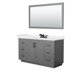 Wyndham Miranda 60 Inch Single Bathroom Vanity in Dark Gray, White Quartz Countertop, Undermount Square Sink (3-Hole), Matte Black Trim, 58 Inch Mirror - WCF292960SGBWQUS3M58