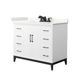 Wyndham Amici 42 Inch Single Bathroom Vanity in White, Giotto Quartz Countertop, Undermount Square Sink (3-Hole), Matte Black Trim - WCH818142SWBGTUS3MXX