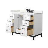 Wyndham Amici 42 Inch Single Bathroom Vanity in White, Giotto Quartz Countertop, Undermount Square Sink (3-Hole), Matte Black Trim - WCH818142SWBGTUS3MXX
