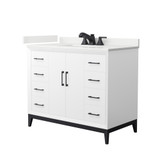 Wyndham Amici 42 Inch Single Bathroom Vanity in White, White Quartz Countertop, Undermount Square Sink (3-Hole), Matte Black Trim - WCH818142SWBWQUS3MXX