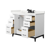 Wyndham Amici 42 Inch Single Bathroom Vanity in White, White Quartz Countertop, Undermount Square Sink (3-Hole), Matte Black Trim - WCH818142SWBWQUS3MXX