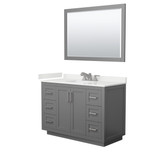 Wyndham Miranda 48 Inch Single Bathroom Vanity in Dark Gray, White Quartz Countertop, Undermount Square Sink (3-Hole), Brushed Nickel Trim, 46 Inch Mirror - WCF292948SKGWQUS3M46