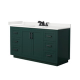 Wyndham Miranda 60 Inch Single Bathroom Vanity in Green, White Quartz Countertop, Undermount Square Sink (3-Hole), Matte Black Trim - WCF292960SGKWQUS3MXX