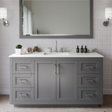 Wyndham Miranda 60 Inch Single Bathroom Vanity in Dark Gray, Giotto Quartz Countertop, Undermount Square Sink (3-Hole), Brushed Nickel Trim - WCF292960SKGGTUS3MXX