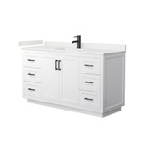 Wyndham Miranda 60 Inch Single Bathroom Vanity in White, White Quartz Countertop, Undermount Square Sink (1-Hole), Matte Black Trim - WCF292960SWBWQUNSMXX